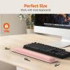 imageTECKNET Wrist Rest for Computer Keyboard Thicken Memory Foam Wrist Support Pad for Keyboard Ergonomic Palm Rest for Pain Relief AntiSlip Rubber Base 17x33 in 1 inch 25mm BlackPink