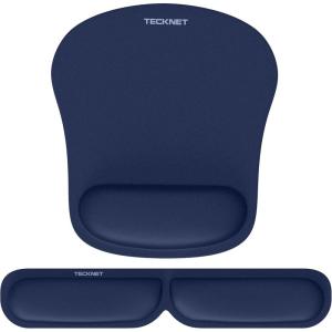 imageTECKNET Ergonomic Keyboard Wrist Rest and Mouse Pad Foldable Memory Foam Wrist Rest for Computer Keyboard Durable Mousepad for Computer Laptop Mac Lightweight for Easy Typing and Pain Relief NavyNavy
