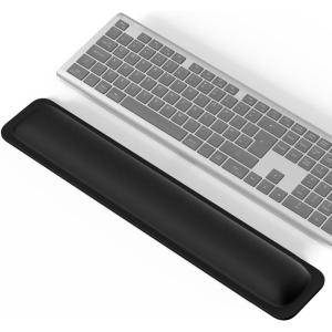 imageTECKNET Wrist Rest for Computer Keyboard Thicken Memory Foam Wrist Support Pad for Keyboard Ergonomic Palm Rest for Pain Relief AntiSlip Rubber Base 17x33 in 1 inch 25mm BlackBlack