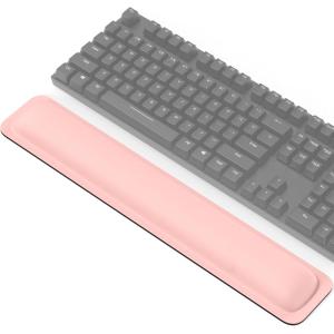 imageTECKNET Wrist Rest for Computer Keyboard Thicken Memory Foam Wrist Support Pad for Keyboard Ergonomic Palm Rest for Pain Relief AntiSlip Rubber Base 17x33 in 1 inch 25mm BlackPink