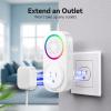 imageTECKNET SelfPowered Wireless Doorbell Kit  PlugThrough Door Bell with RGB Light 60 Chimes ampamp 5 Volume Levels IP66 Waterproof Classroom Doorbell 1000ft Range Doorbells for HomeOffice1 Button  1 Plugthrough Receiver  RGB White