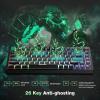 imageTECKNET Gaming Keyboard 75 Wired Keyboard RGB Backlit 82Keys with Volume Knob Control 26 Keys Antighosting Whisper Quiet Gaming Switch Travel Friendly for Windows Laptop PC MacGreyGrey