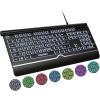 imageTECKNET Large Print Backlit Keyboard Wired USBA Computer Keyboard with Wrist Rest 7Color Backlit Oversized Letter Keys Easy to See PlugandPlay Silent Foldable Stands for WindowsPCLaptopGreen