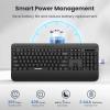 imageTECKNET Wireless Keyboard for Laptop 24G USB Silent Computer Keyboard with Comfortable Palm Rest ampamp Adjustable Feet Stand for Desktop PC Notebook Surface and Windows Full Size LayoutBright Black