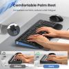 imageTECKNET Wireless Keyboard for Laptop 24G USB Silent Computer Keyboard with Comfortable Palm Rest ampamp Adjustable Feet Stand for Desktop PC Notebook Surface and Windows Full Size LayoutBright Black