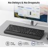 imageTECKNET Wireless Keyboard for Laptop 24G USB Silent Computer Keyboard with Comfortable Palm Rest ampamp Adjustable Feet Stand for Desktop PC Notebook Surface and Windows Full Size LayoutBright Black