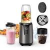 imageTECKNET 600W Smoothie Blender Portable Blender for Smoothies and Shakes Countertop and Personal Bullet Grinder Combo for Kitchen with 2 BPAFree Cup Frozen Fruit Drinks and SaucesGray
