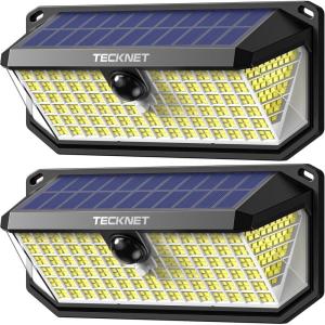 imageTECKNET 4200Lm 416 LED Solar Lights Outdoor Waterproof 300 Angle ampamp 3 Lighting Modes Motion Sensor Outdoor Lights 2 Pack Security Solar Light IP66 for Fence Front Door Yard Deck Garden Garage2 Pack  Cool White