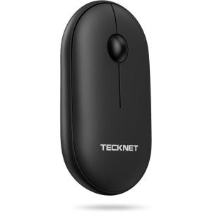 imageTECKNET Bluetooth Mouse 24G Silent Wireless Mouse for 2 ModesBT305024Ghz Contoured Grip with USB Receiver Quiet Click Portable Compatible with PC Chromebook Mac  PinkBlack