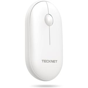 imageTECKNET Bluetooth Mouse 24G Silent Wireless Mouse for 2 ModesBT305024Ghz Contoured Grip with USB Receiver Quiet Click Portable Compatible with PC Chromebook Mac  PinkWhite