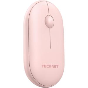 imageTECKNET Bluetooth Mouse 24G Silent Wireless Mouse for 2 ModesBT305024Ghz Contoured Grip with USB Receiver Quiet Click Portable Compatible with PC Chromebook Mac  PinkPink