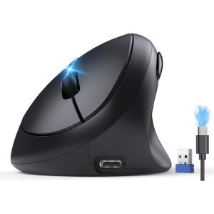 imageTECKNET Ergonomic Mouse Bluetooth Wireless Vertical Mouse Rechargeable Battery Quiet Clicks 4800 DPI Adjustable BT5030 ampamp 24G Connect Easy to use Wide Compatibility  BlackBlack