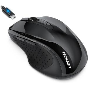 imageTECKNET Rechargeable Jiggler Wireless Mouse BT5030 ampamp 24G 4800 DPI Silent USB A ampamp Bluetooth Mouse 6 Buttons Wide Compatibility  BlackBlack