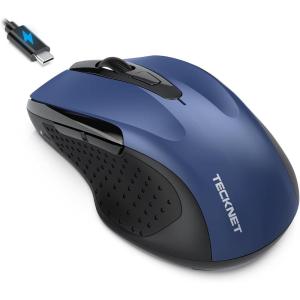 imageTECKNET Rechargeable Jiggler Wireless Mouse BT5030 ampamp 24G 4800 DPI Silent USB A ampamp Bluetooth Mouse 6 Buttons Wide Compatibility  BlackBlue