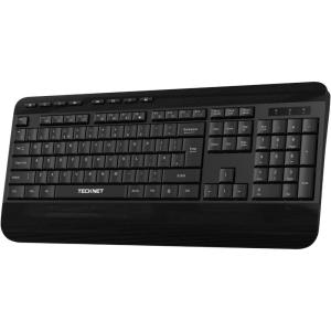 imageTECKNET Wireless Keyboard for Laptop 24G USB Silent Computer Keyboard with Comfortable Palm Rest ampamp Adjustable Feet Stand for Desktop PC Notebook Surface and Windows Full Size LayoutBright Black
