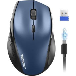 imageTECKNET Wireless Mouse RechargeableMouse for Laptop Computer24G USB Computer Mice Wireless6 Button 6400 DPI Ergonomic Silent MicePortable Cordless Travel MiceWide CompatibilityBlue