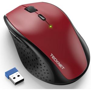 imageTECKNET Wireless Mouse RechargeableMouse for Laptop Computer24G USB Computer Mice Wireless6 Button 6400 DPI Ergonomic Silent MicePortable Cordless Travel MiceWide CompatibilityRed