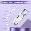 imageTECKNET TriMode BT50WiredWireless Mechanical Keyboard Custom HotSwappable Creamy Sounding 96 Compact Layout with RGB Backlit Gasket Mounted Rechargeable Keyboard for Gaming 97 KeysWhite  Purple