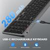 imageTECKNET Wireless Bluetooth Keyboard Rechargeable  Ultra Slim 24GBT Keyboard with Number Pad Multi Devices Easy Switch Low Profile Compact Keyboards for iPad Macbook Laptop Computer Tablet PCGrey