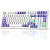imageTECKNET TriMode BT50WiredWireless Mechanical Keyboard Custom HotSwappable Creamy Sounding 96 Compact Layout with RGB Backlit Gasket Mounted Rechargeable Keyboard for Gaming 97 KeysWhite  Purple