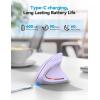 imageTECKNET Ergonomic Mouse with Jiggler Bluetooth Wireless Vertical Mouse 4800DPI Rechargeable Carpal Tunnel Mouse Undetectable Random Movement Keeps Computers Awake for PC LaptopLight Purple
