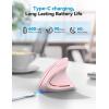 imageTECKNET Ergonomic Mouse with Jiggler Bluetooth Wireless Vertical Mouse 4800DPI Rechargeable Carpal Tunnel Mouse Undetectable Random Movement Keeps Computers Awake for PC LaptopPink