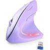 imageTECKNET 24G Ergonomic Mouse Vertical Wireless  4800 DPI Optical Carpal Tunnel Mouse Right Hand 5 Adjustable DPI Quiet Clicks 6 Buttons for Laptop Desktop PC Computer  BlackLight Purple