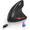 imageTECKNET Ergonomic Mouse with Jiggler Bluetooth Wireless Vertical Mouse 4800DPI Rechargeable Carpal Tunnel Mouse Undetectable Random Movement Keeps Computers Awake for PC LaptopDark Grey