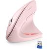 imageTECKNET Ergonomic Wireless Vertical Mouse  4800 DPI 5 Adjustable Levels 24GHz Optical 6 Buttons for Carpal Tunnel  Laptop Desktop PC MacBook Compatible  PinkPink