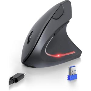 imageTECKNET Ergonomic Mouse with Jiggler Bluetooth Wireless Vertical Mouse 4800DPI Rechargeable Carpal Tunnel Mouse Undetectable Random Movement Keeps Computers Awake for PC LaptopGrey