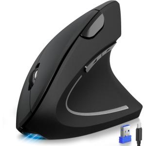 imageTECKNET Ergonomic Mouse with Jiggler Bluetooth Wireless Vertical Mouse 4800DPI Rechargeable Carpal Tunnel Mouse Undetectable Random Movement Keeps Computers Awake for PC LaptopBlack