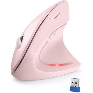 imageTECKNET Ergonomic Wireless Vertical Mouse  4800 DPI 5 Adjustable Levels 24GHz Optical 6 Buttons for Carpal Tunnel  Laptop Desktop PC MacBook Compatible  PinkPink