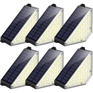 imageTECKNET Solar Step Lights for Outside 2 Modes Brightness Adjustable 24 LEDs Solar Stair Lights Outdoor IP67 Waterproof Deck Light for Yard Porch Front Door Patio Garden6 Pcs