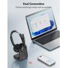 imageTECKNET Wireless Headset 53 Bluetooth Headset with AI Noise Cancelling Mic Computer Headset Rechargeable USB Dongle Charging Base OnEar Headphones for TruckerRemote WorkCall CenterBlack