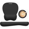 imageTECKNET Gel Mouse Pad Set with Wrist Rest and Keyboard Wrist Rest Ergonomic Mousepad Rests with NonSlip PU Base for Pain Relief Computer Laptop Office ampamp HomeBlack