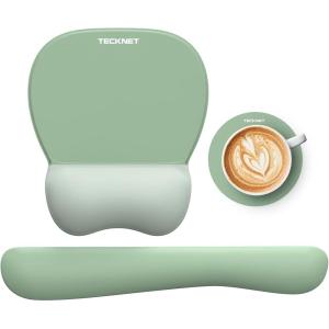 imageTECKNET Gel Mouse Pad Set with Wrist Rest and Keyboard Wrist Rest Ergonomic Mousepad Rests with NonSlip PU Base for Pain Relief Computer Laptop Office ampamp HomeGreen