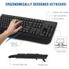 imageEDJO Wireless Keyboard 24G Ergonomic Full Size Wireless Computer Keyboard with Wrist Rest for Windows Mac OS DesktopLaptopPCBlackblack