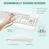 imageEDJO Wireless Keyboard 24G Ergonomic Full Size Wireless Computer Keyboard with Wrist Rest for Windows Mac OS DesktopLaptopPCBlackwhite