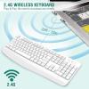 imageEDJO Wireless Keyboard 24G Ergonomic Full Size Wireless Computer Keyboard with Wrist Rest for Windows Mac OS DesktopLaptopPCBlackwhite