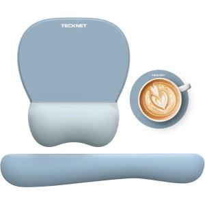imageTECKNET Gel Mouse Pad Set with Wrist Rest and Keyboard Wrist Rest Ergonomic Mousepad Rests with NonSlip PU Base for Pain Relief Computer Laptop Office ampamp HomeBlue
