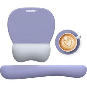 imageTECKNET Gel Mouse Pad Set with Wrist Rest and Keyboard Wrist Rest Ergonomic Mousepad Rests with NonSlip PU Base for Pain Relief Computer Laptop Office ampamp HomePurple