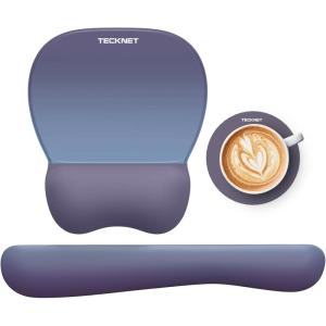 imageTECKNET Gel Mouse Pad Set with Wrist Rest and Keyboard Wrist Rest Ergonomic Mousepad Rests with NonSlip PU Base for Pain Relief Computer Laptop Office ampamp HomeBlue Purple Gradient