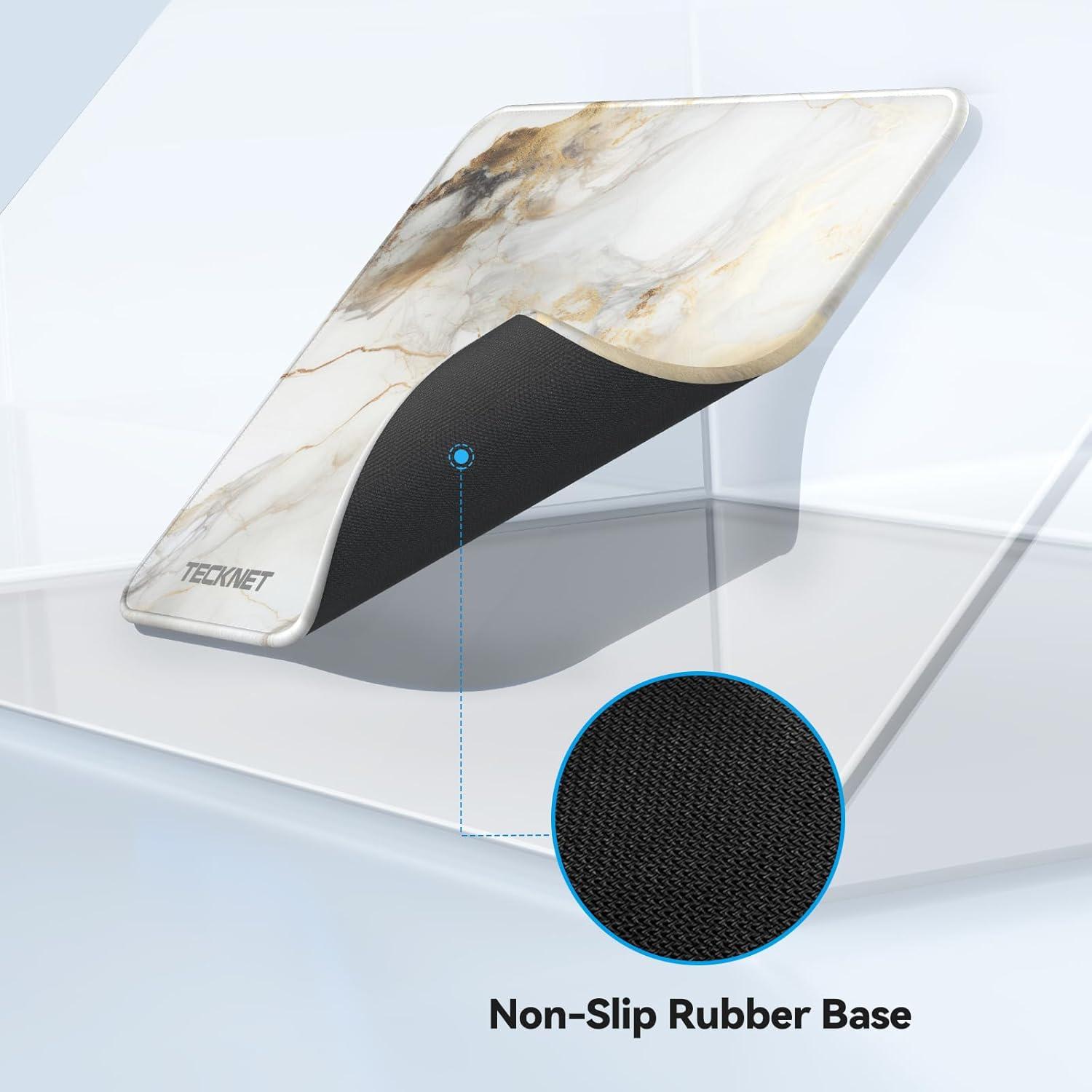 imageTECKNET 4 Pack Mouse Pad with Antifray Stitching Waterproof Surface ampamp NonSlip Rubber Base with Stitched Edges Gaming Mouse Mat for Laptop Compatible with Laser and Optical Mice  BlackPlatinum marble