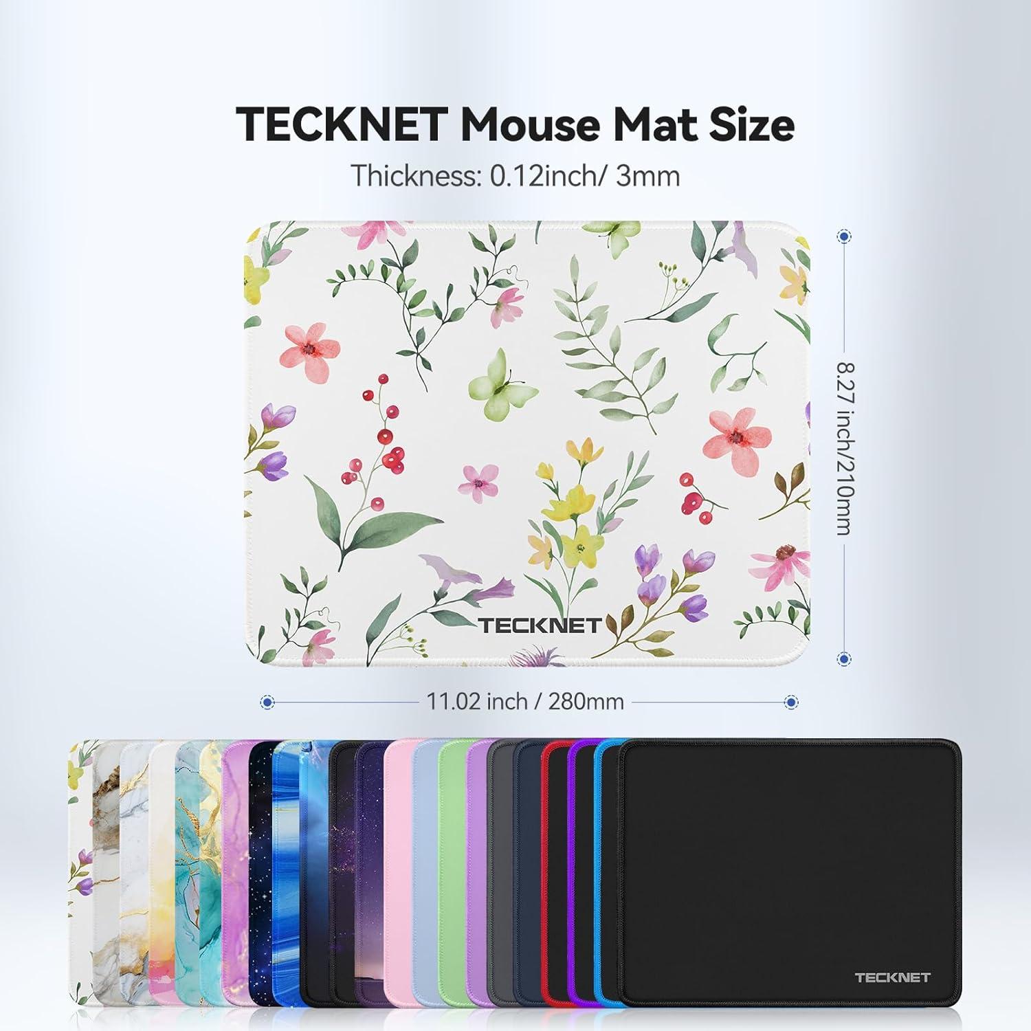 imageTECKNET 4 Pack Mouse Pad with Antifray Stitching Waterproof Surface ampamp NonSlip Rubber Base with Stitched Edges Gaming Mouse Mat for Laptop Compatible with Laser and Optical Mice  BlackBeautiful Flowers and Plants