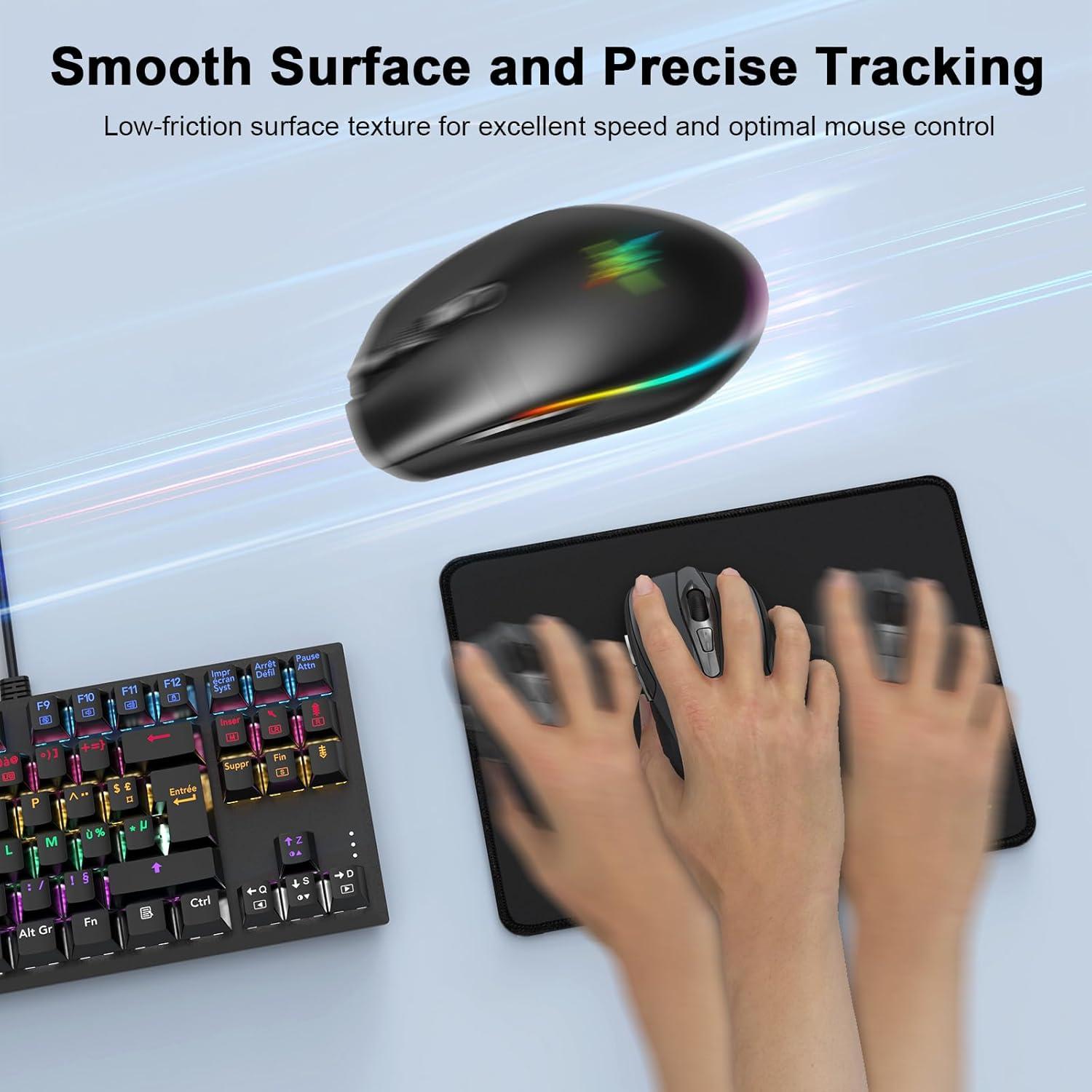 imageTECKNET 4 Pack Mouse Pad with Antifray Stitching Waterproof Surface ampamp NonSlip Rubber Base with Stitched Edges Gaming Mouse Mat for Laptop Compatible with Laser and Optical Mice  BlackABlack