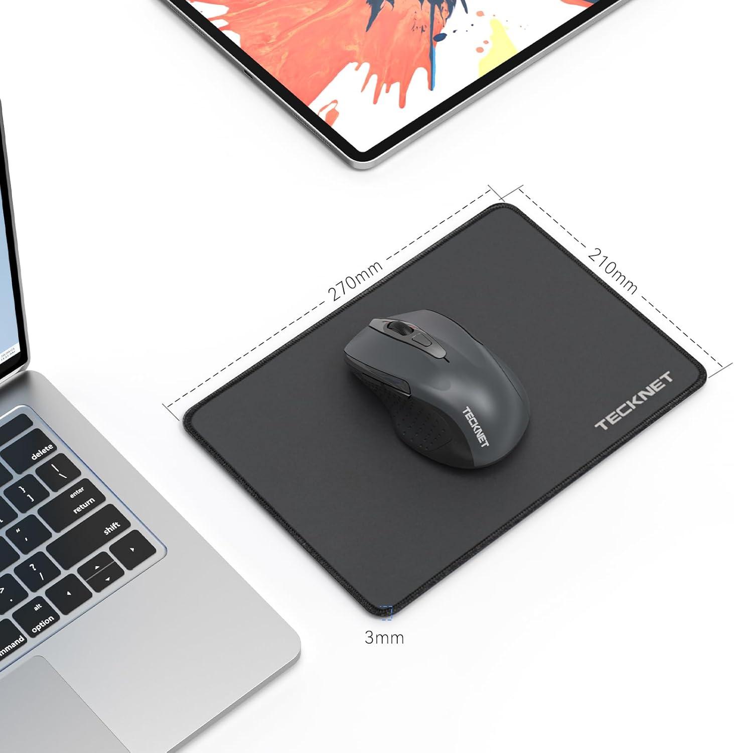 imageTECKNET 4 Pack Mouse Pad with Antifray Stitching Waterproof Surface ampamp NonSlip Rubber Base with Stitched Edges Gaming Mouse Mat for Laptop Compatible with Laser and Optical Mice  BlackBlack