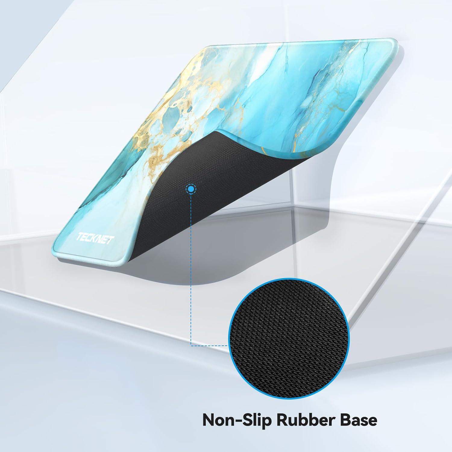 imageTECKNET 4 Pack Mouse Pad with Antifray Stitching Waterproof Surface ampamp NonSlip Rubber Base with Stitched Edges Gaming Mouse Mat for Laptop Compatible with Laser and Optical Mice  BlackBluegreen marble