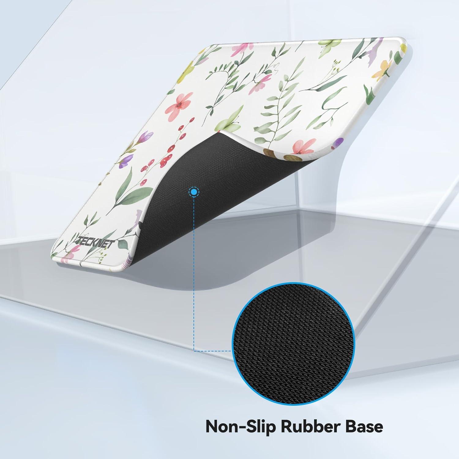 imageTECKNET 4 Pack Mouse Pad with Antifray Stitching Waterproof Surface ampamp NonSlip Rubber Base with Stitched Edges Gaming Mouse Mat for Laptop Compatible with Laser and Optical Mice  BlackBeautiful Flowers and Plants