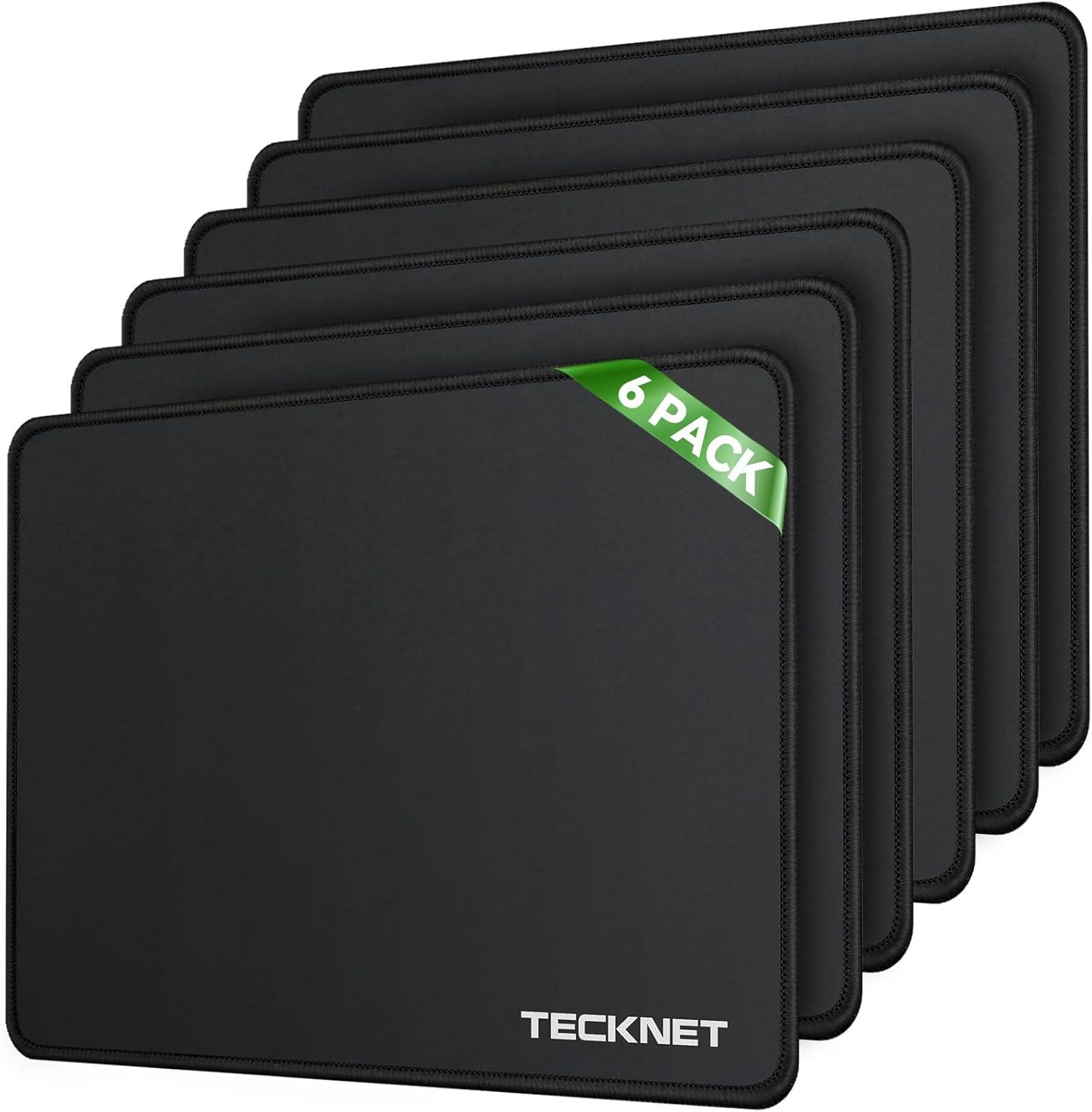 imageTECKNET 4 Pack Mouse Pad with Antifray Stitching Waterproof Surface ampamp NonSlip Rubber Base with Stitched Edges Gaming Mouse Mat for Laptop Compatible with Laser and Optical Mice  BlackBlack