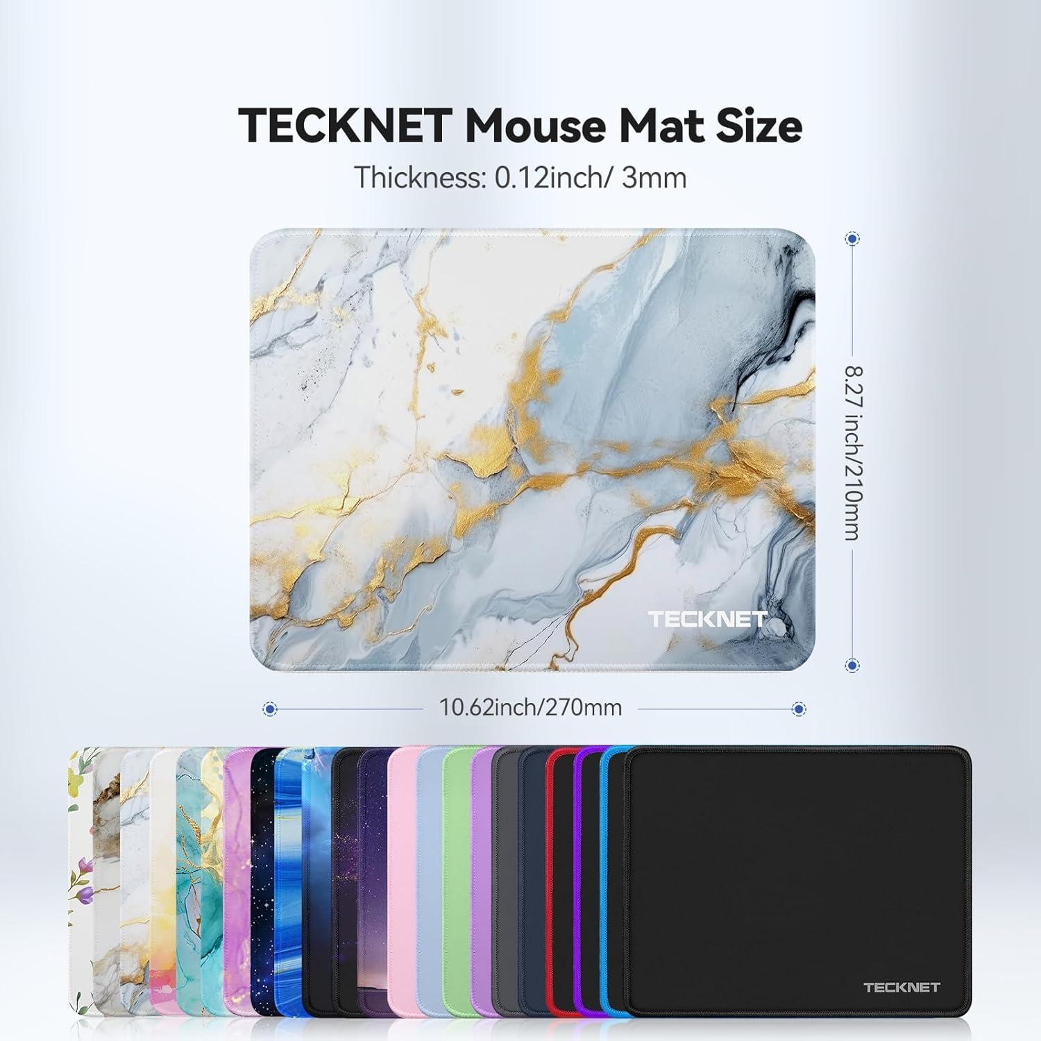 imageTECKNET 4 Pack Mouse Pad with Antifray Stitching Waterproof Surface ampamp NonSlip Rubber Base with Stitched Edges Gaming Mouse Mat for Laptop Compatible with Laser and Optical Mice  BlackGrey gold marble